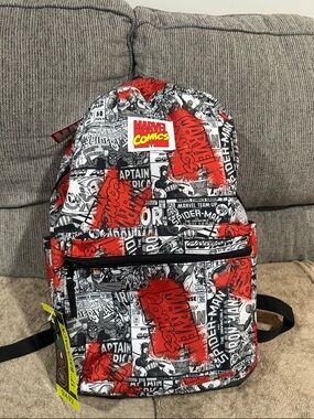 Marvel Comics Black & White Comic-Print Kids Backpack-COMES WITH SUPPLIES!!!